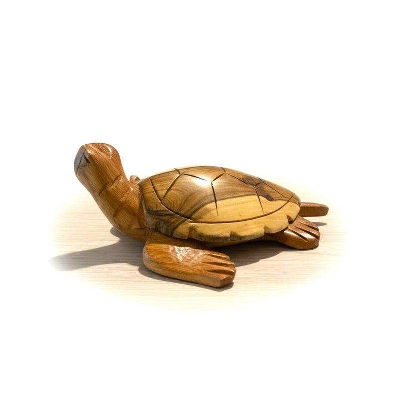 Hand-Carved Wooden Turtle Figurine – Coastal Decor, Nautical Animal Gift, Ocean-Inspired Accent