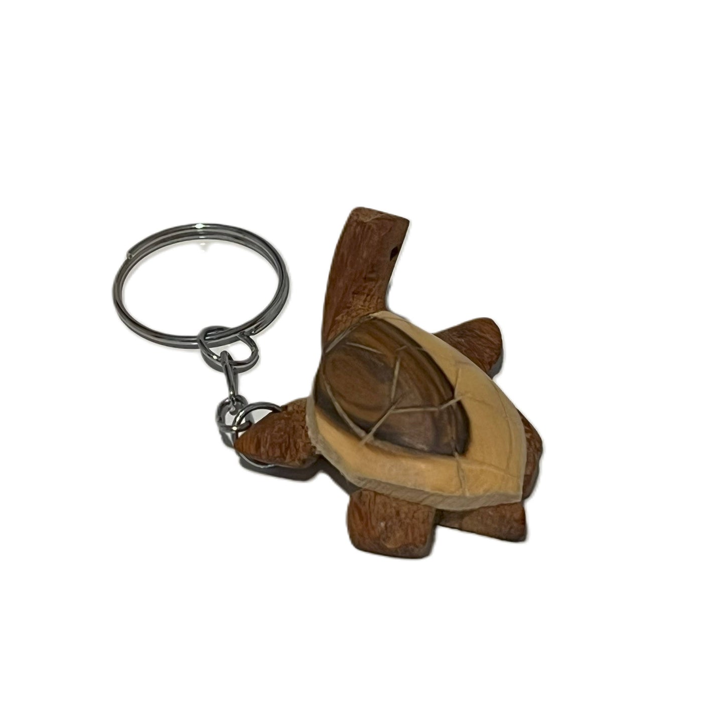 Hand-Carved Wood Tortoise Keychain