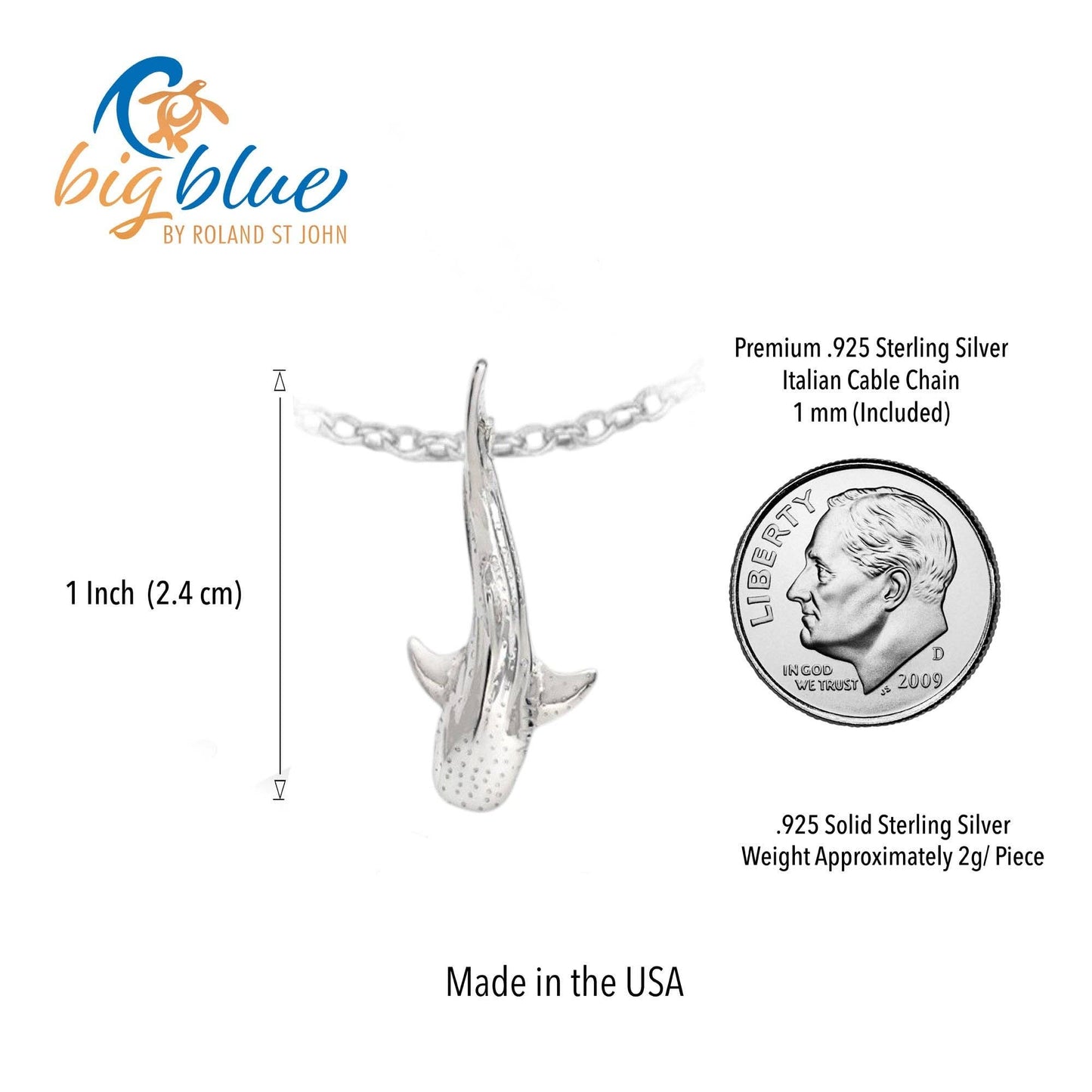 Mini Whale Shark Necklace - Sealife Collection - Silver
