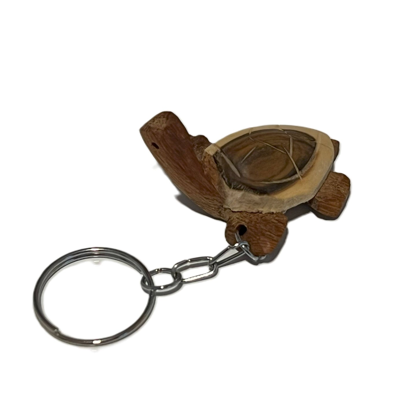 Hand-Carved Wood Tortoise Keychain