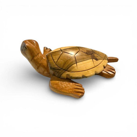 Hand-Carved Wooden Turtle Figurine – Coastal Decor, Nautical Animal Gift, Ocean-Inspired Accent