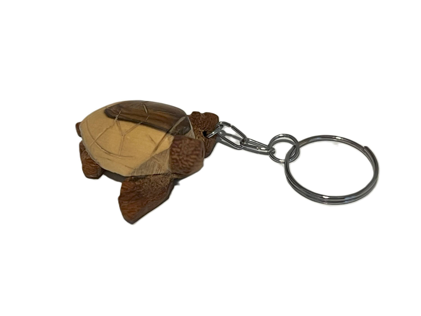 Hand-Carved Wood Tortoise Keychain