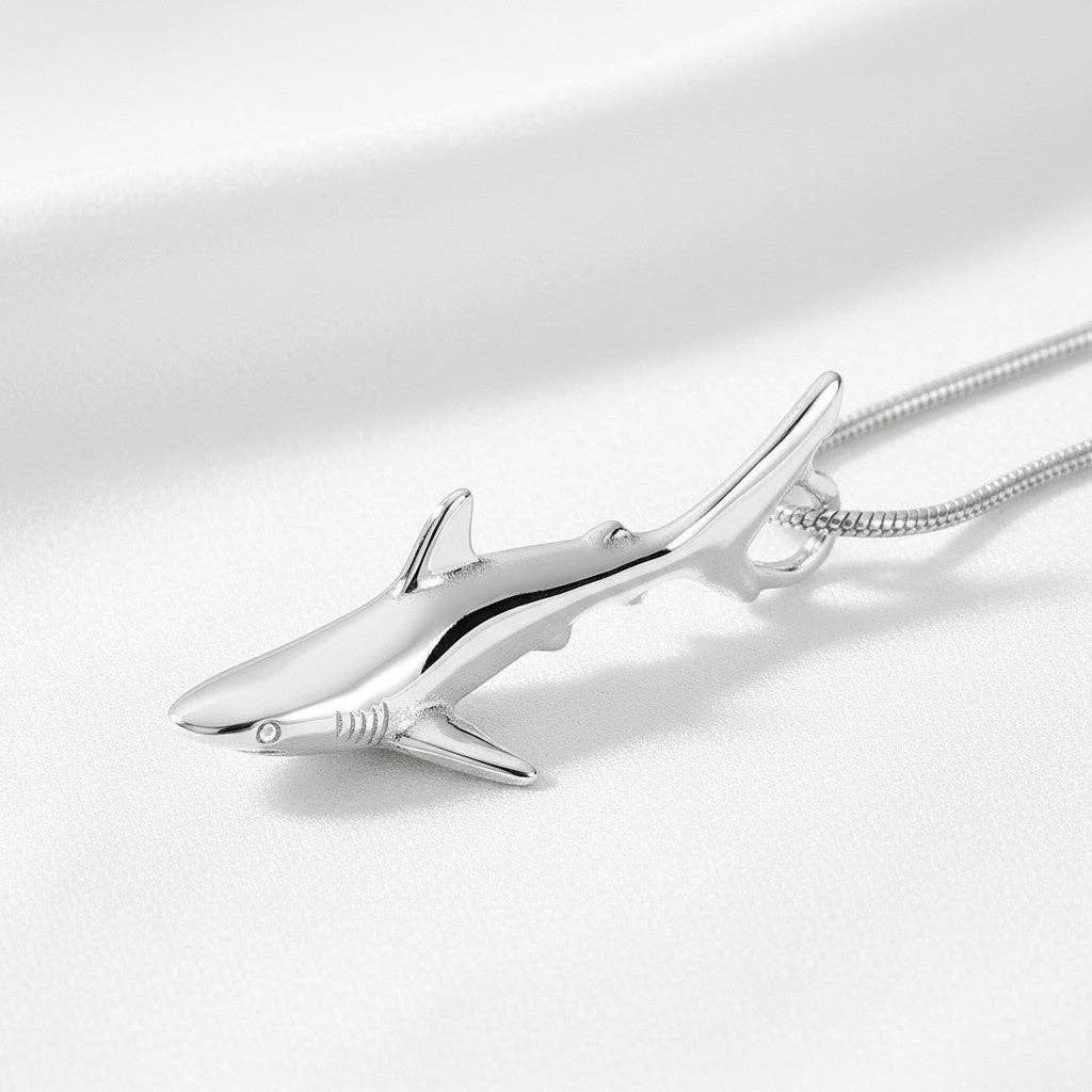 Grey Reef Shark Pendant – Realistic Sealife Collection - Sterling Silver