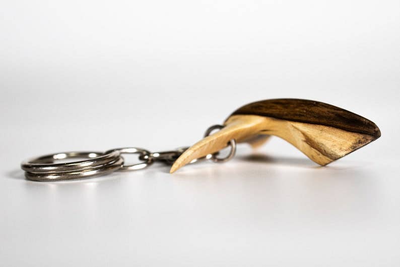 Hand-Carved Wooden Whale Tail Keychain - Nautical Ocean Art - Gift for Sea Lovers