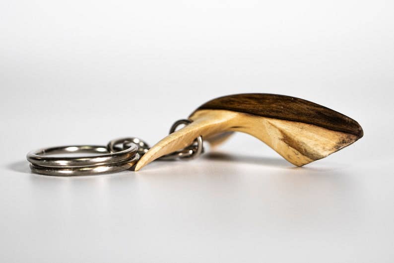Hand-Carved Wooden Whale Tail Keychain - Nautical Ocean Art - Gift for Sea Lovers