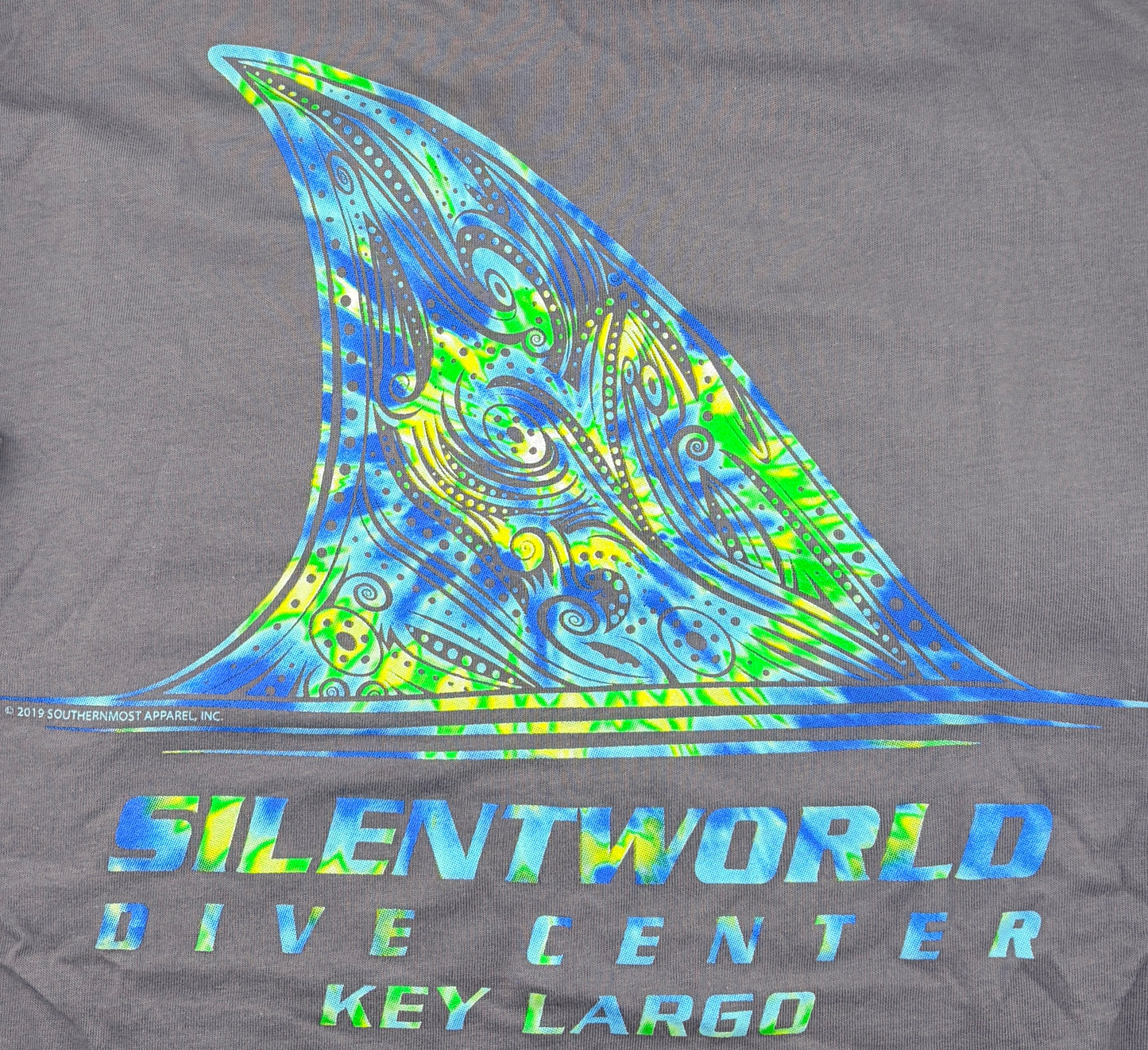Unisex Cotton T-Shirt with Tie Dye Shark Fin Graphic