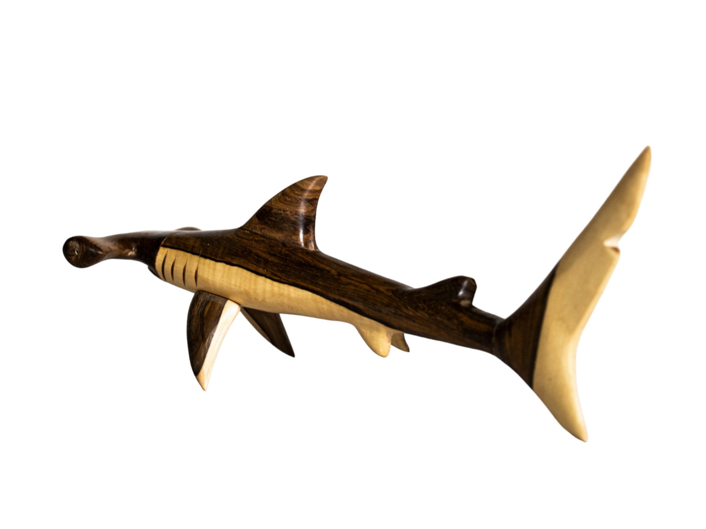 Hand-Carved Wooden Hammerhead Shark Sculpture