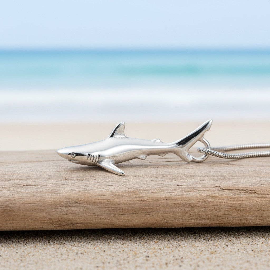 Grey Reef Shark Pendant – Realistic Sealife Collection - Sterling Silver