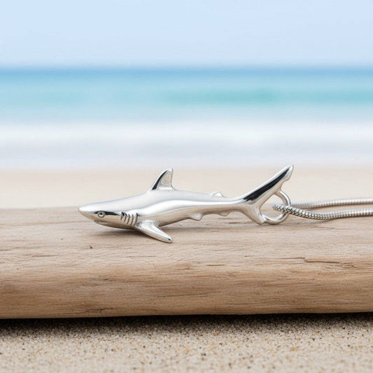Grey Reef Shark Pendant – Realistic Sealife Collection - Sterling Silver