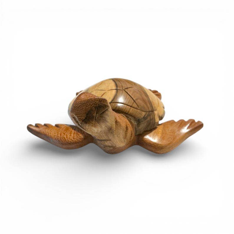 Hand-Carved Wooden Turtle Figurine – Coastal Decor, Nautical Animal Gift, Ocean-Inspired Accent