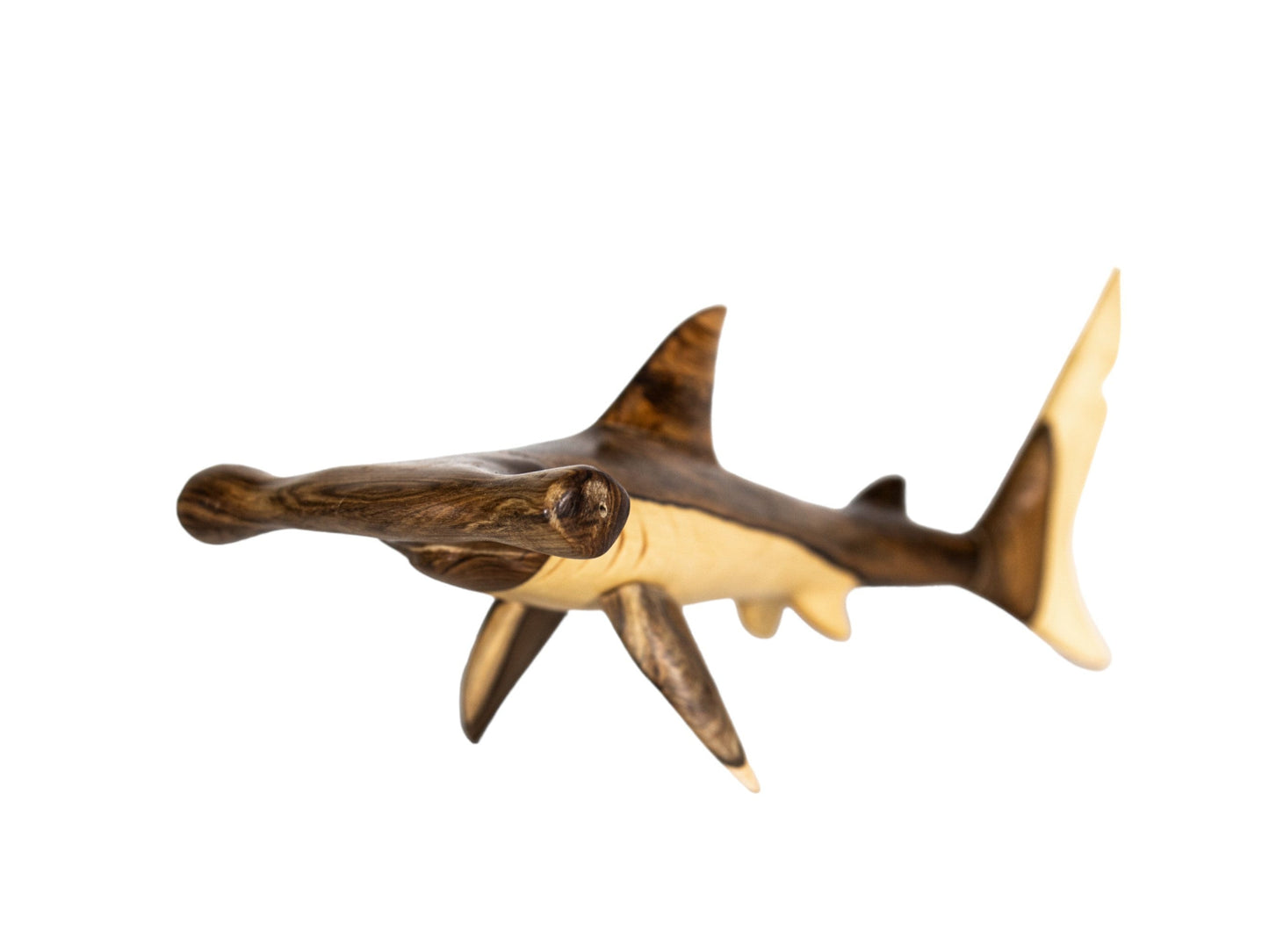 Hand-Carved Wooden Hammerhead Shark Sculpture