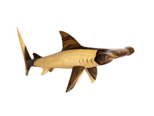 Hand-Carved Wooden Hammerhead Shark Sculpture